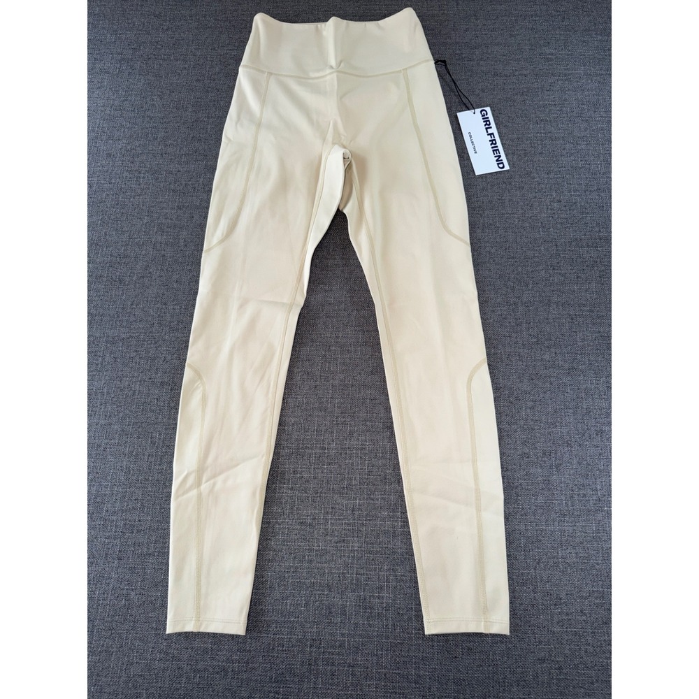 Girlfriend Collective Compressive High Rise Leggings Cream Ivory Small Pocket